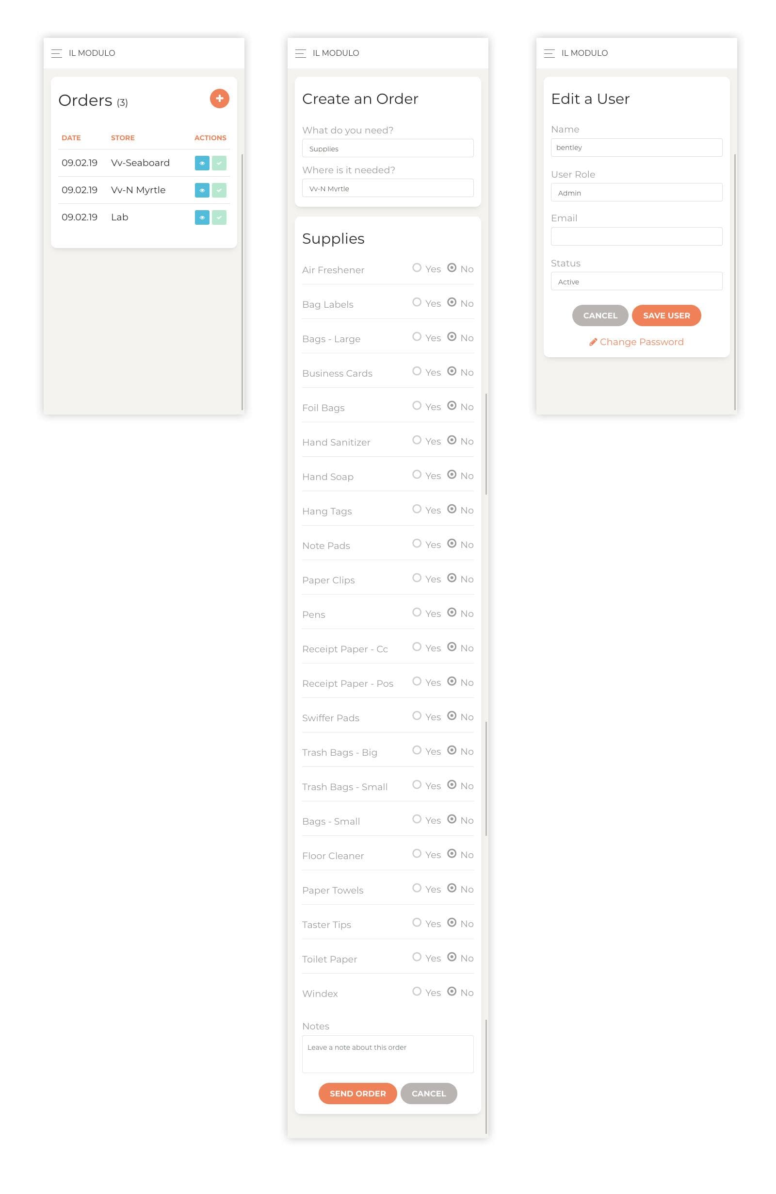 Mobile version of the Il Modulo Web App